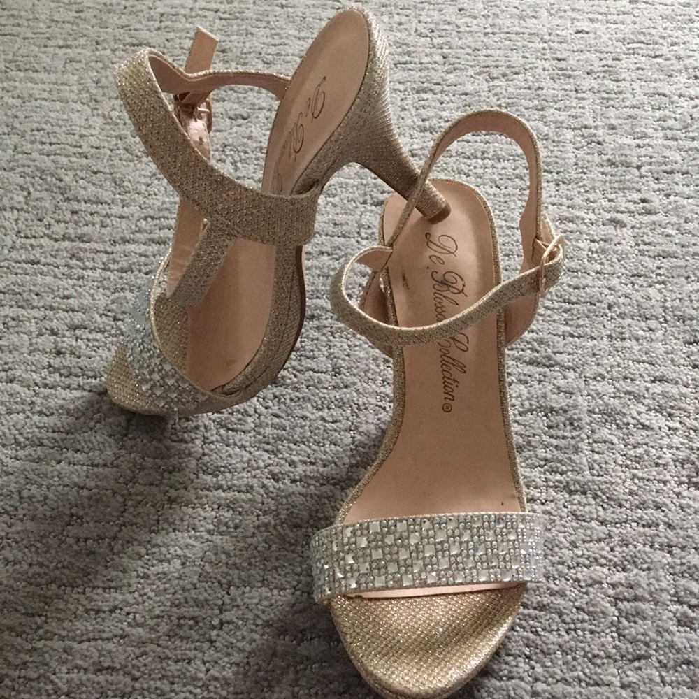 Sparkly gold stiletto heels